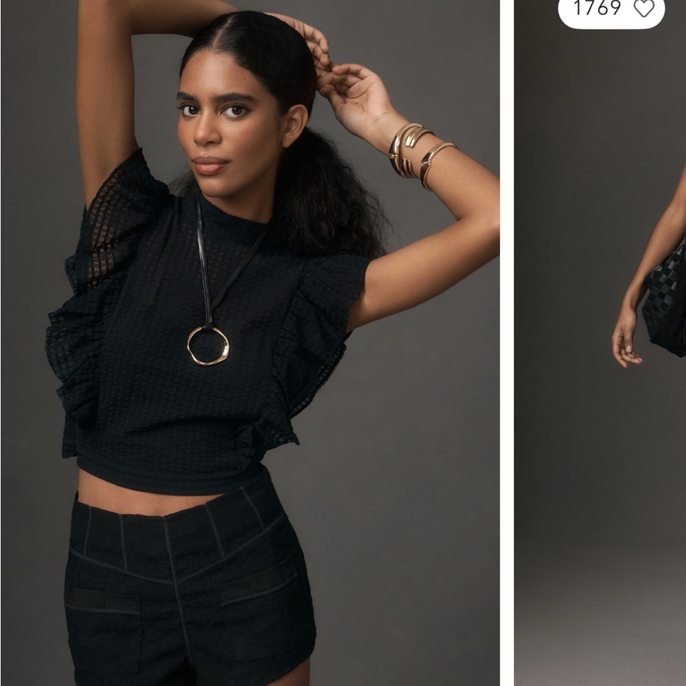 Black Ruffled Crop Top